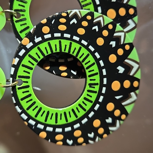 Round Polka Dot Geometric Acrylic Earrings - Picture 3 of 5